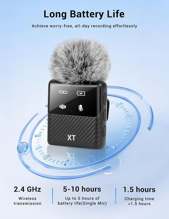 Kairiyard Mini Wireless Lavalier Microphone for iPhone, iPad, Android Phone, Noise Reduction Plug and Play Magnetic Clip on Lapel Mic for Video Recording Podcast Vlogging
