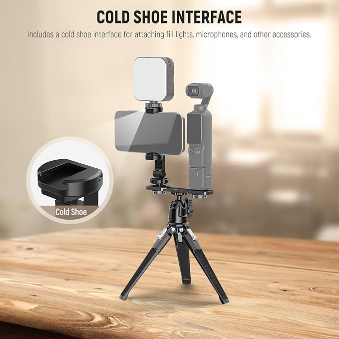 NEEWER Phone Holder Mount Compatible with DJI Osmo Pocket 3, Pocket 3 Expansion Accessories Cell Phone Mount with 1/4" Threads for Tripod and Extension Rod, Cold Shoe for Mini Video Light, Mic, AC021