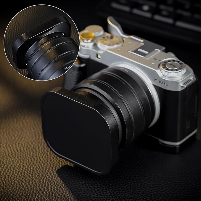 Haoge Metal Square Lens Hood for Nikon NIKKOR Z 40mm f/2, Z 28mm f/2.8, Z 28mm f/2.8 (SE) Z 26mm f2.8 Lens,Fuji XC 15-45mm f/3.5-5.6, Screw Hood, Compatible with 52mm UV Filters