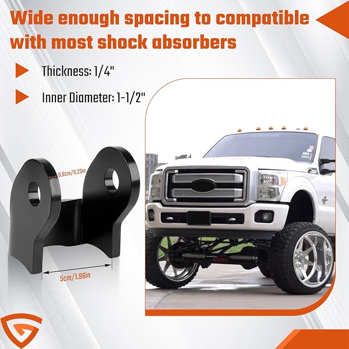 Heavy Duty Shock Brackets for Off-Road Trailers, Thick Weld-On Shock Mounts, Curved Black(1 Pair)