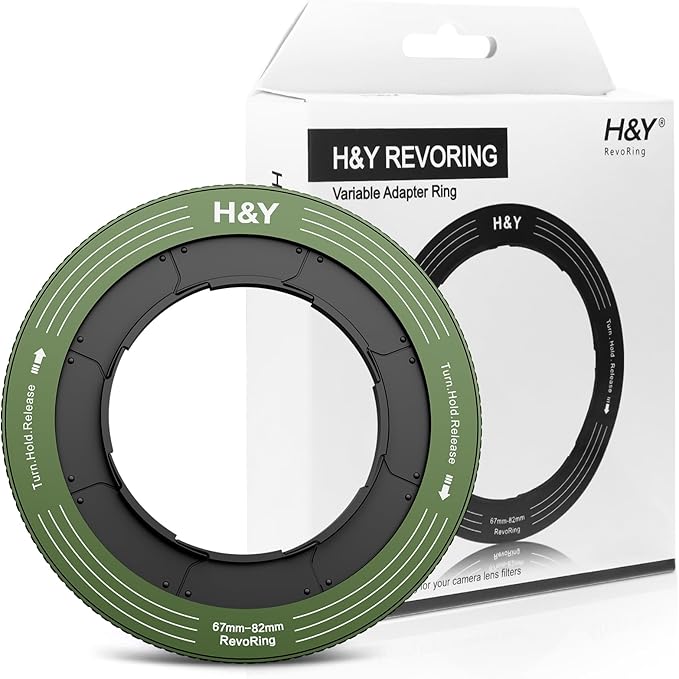 H&Y RevoRing Adjustable Step Up Ring 67-82mm to 82mm, Variable Lens Filter Adapter Ring, Universal Stepping System fits 67 72 77 82mm, Vintage Green