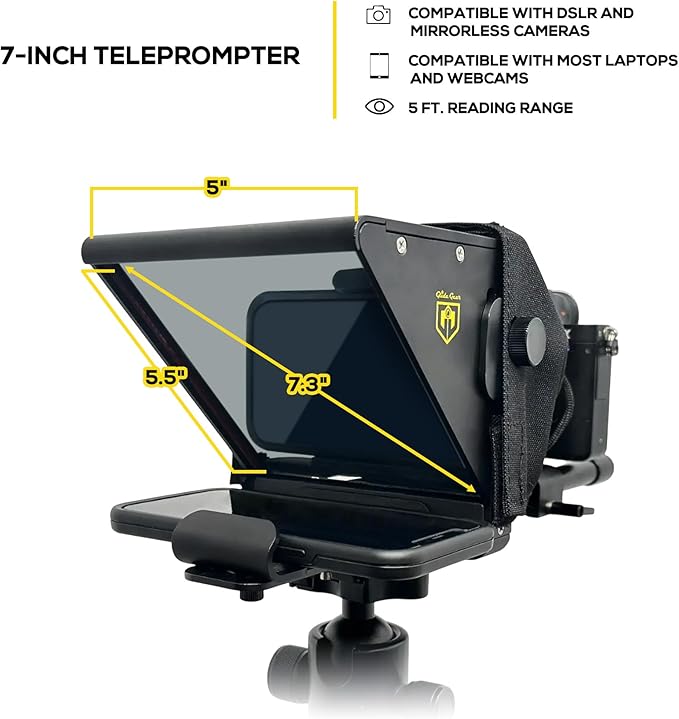 Glide Gear TMP 75 Teleprompter - Laptop, DSLR, Smartphone - Carry Case, No Assembly