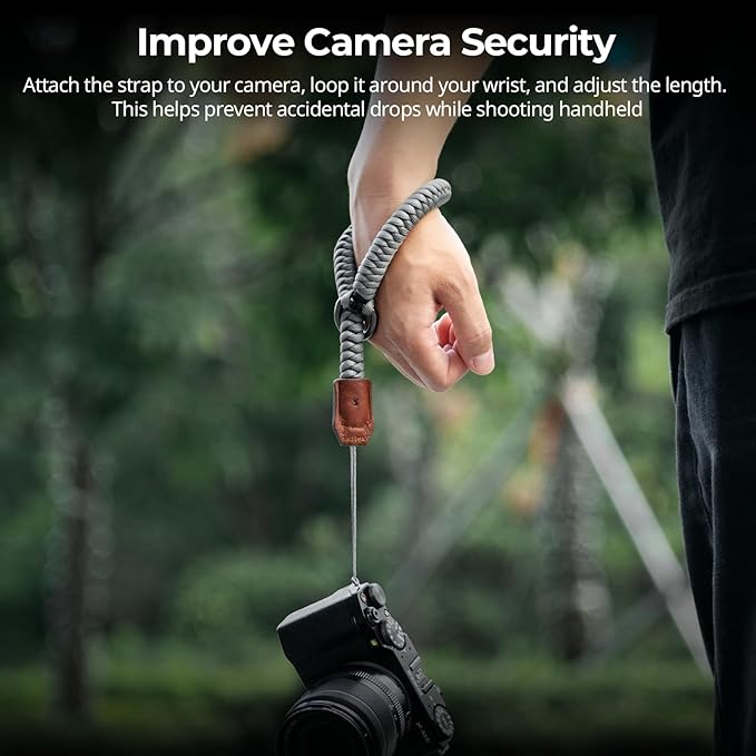 SMALLRIG Camera Wrist Strap, Universal Braided Camera Hand Strap, Adjustable Safety Strap Compatible for DSLR or Mirrorless Camera, Gray- 5055