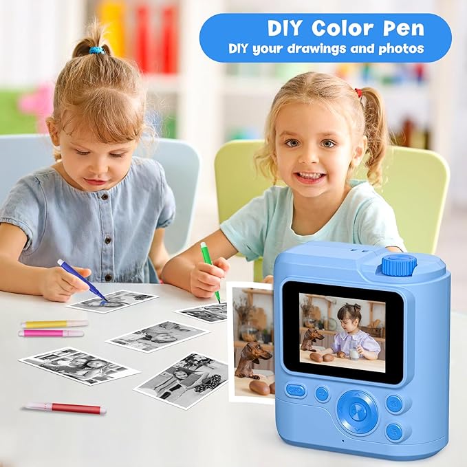Kids Camera Gifts for Girls Boys - Christmas Birthday Xmas Gift for Girl Boy Age 3 4 5 6 7 8 9 10 11 12 Year Old - Instant Print Digital Toys Ages 3-5 6-8 8-12 Years Olds - Toddler Learning Kid Toy
