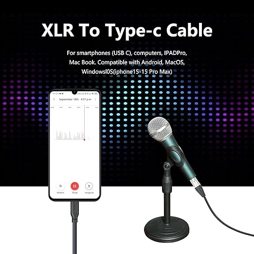 3.3FT Female XLR to USB C Micphone Cable,USB C to XLR for Dynamic Microphone iPhone 15,ipad,Notebook,Tablet