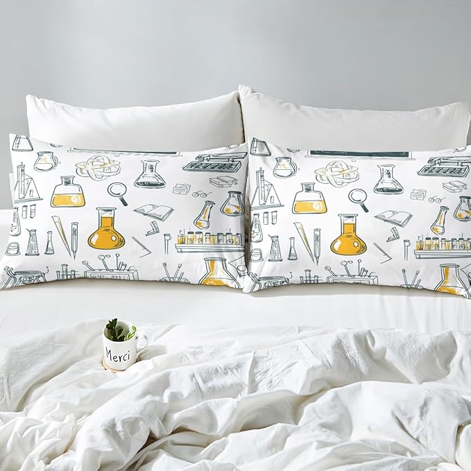 Erosebridal Science Formula Bed Sheets Set Chemical Subject Theme Sheet Set for Boys Girls Math Equation Sheets Teens Kids Math Science Fitted Sheet Mathematics Formula Flat Sheet Twin Size