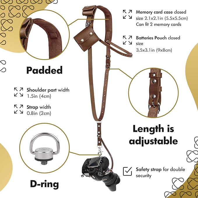C Coiro Leather Camera Strap for One Camera Professional Single Leather Harness Shoulder Strap Quick Release