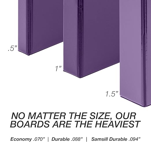 Samsill Durable 1 inch 3 Ring Binder, Made in USA, D Ring Binder, FSC 100% Recycled Chipboard, Purple, 4 Pack