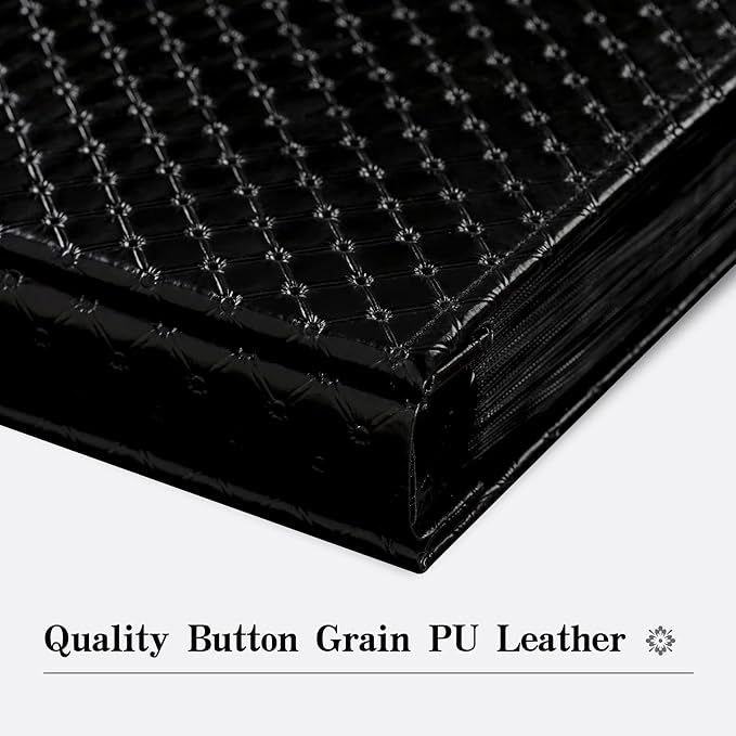 Mublalbum Small Photo Album 4x6 300 Photos Leather Cover Picture Book with Horizontal Pockets for Baby Wedding Anniversary and Family (Black)