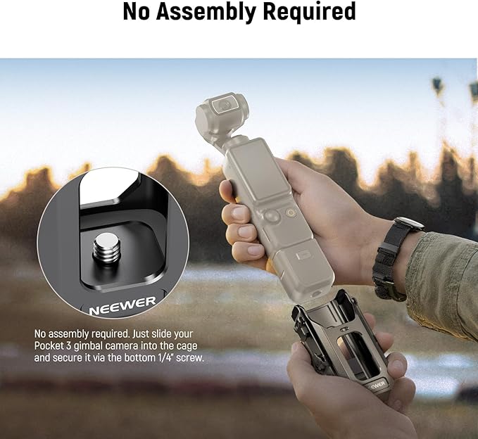 NEEWER Pocket 3 Cage, All in One Aluminum Alloy Protective Video Rig Compatible with DJI Osmo Pocket 3 & Magnetic Mount Accessories, 1/4" Threads Cold Shoe, Slots for Quick Release Side Handle, AC029