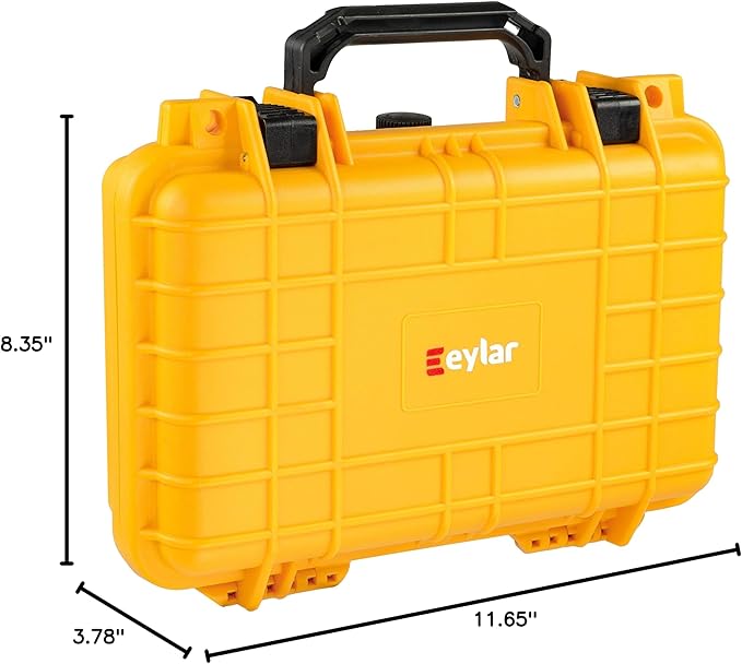 Eylar Protective Gear and Camera Hard Case Waterproof Dry Box with Foam 11.6 Inch 8.3 Inch 3.8 Inch (Yellow)