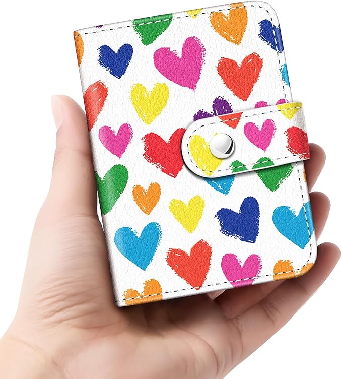 Lebrocoli Love Hearts Small Photos Album for 2x3 Inch Films, 56 Pockets Mini Cute Albums Book for Polaroid Fujifilm Instax Mini Instant Camera Printer, Kpop Photocard Pictures Binders Holders Storage