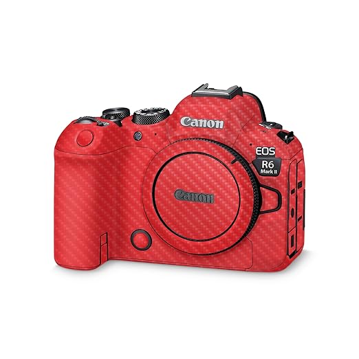 Carbon Fiber Camera Skin Compatible with Canon EOS R6 Mark II Camera (2022) - Solid Red - Premium 3M Vinyl Protective Wrap Decal Cover - Easy to Apply | Crafted in The USA by MightySkins
