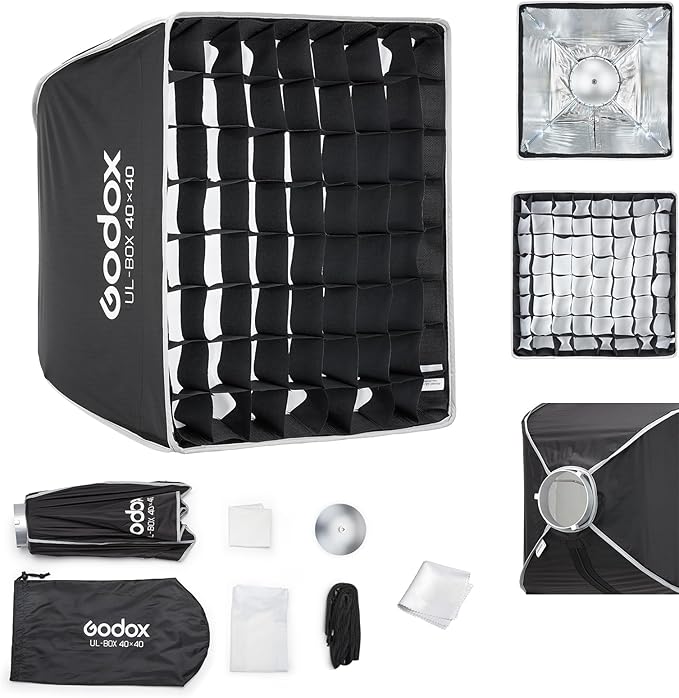 Godox Softbox Godox Quick Release Umbrella Softbox,Bowens Mount with Removable Front and Inner Diffusers/Grip/Diffuser Plate for Photography, Live Streaming,Location Portrait (UL-BOX-40)