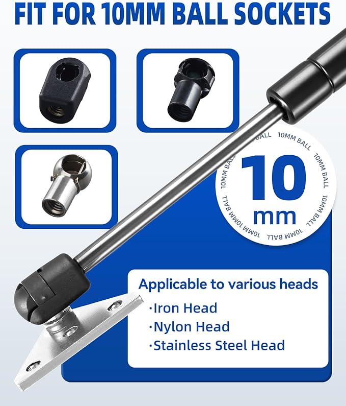 ARANA Gas Struts Mounting Brackets 10MM, Universal Ball Stud Mount Bracket for Gas Springs Shocks Lift Support with 12 Pcs Screws, Only Fits 10MM Ball Sockets