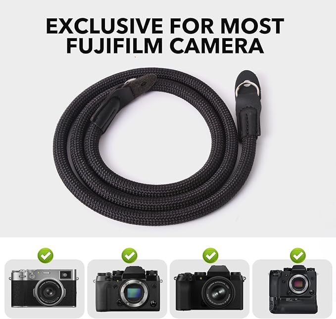 Camera Strap Compatible with Fujifilm x100vi,xt30 ii, x100v,xs10,x-s20,x-s20,x-t1,xt2,Nylon Climbing Rope Camera Neck Shoulder Strap Compatible with Fujifilm Camera