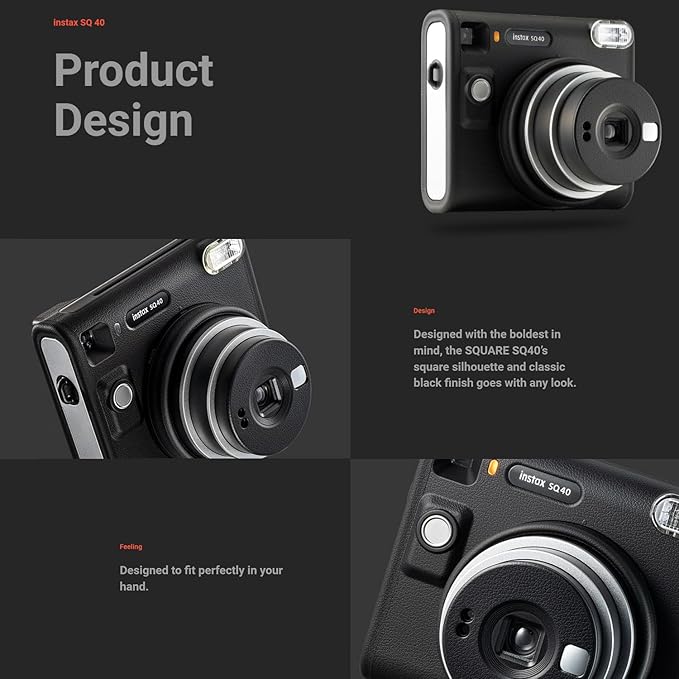 Fujifilm Instax Square SQ40 Instant Camera Black + 20 Instax Film Prints + More