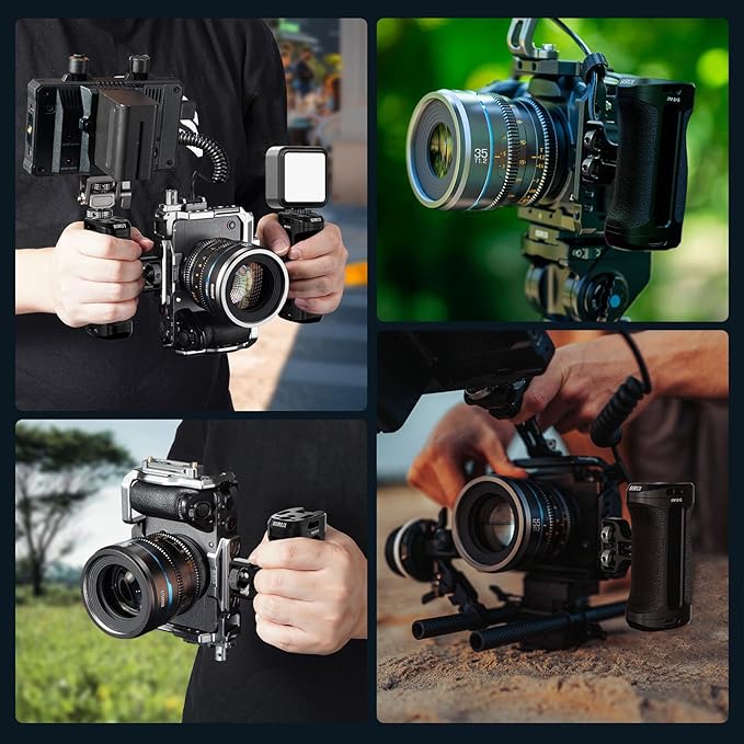 SIRUI Side Handle with Locating Mount for ARRI and Dual 1/4" Screw Mount Optional, Lightweight Camera Handgrip with Cold Shoe, Multiple Threads, Up and Down Adjustable Side Grip, AM-SHS(Pack of 1)