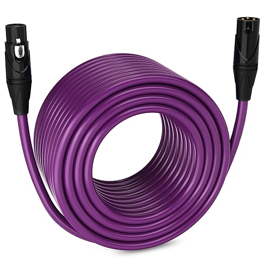LyxPro 250 Feet XLR Microphone Cable Balanced Male to Female 3 Pin Mic Cord for Powered Speakers Audio Interface Professional Pro Audio Performance and Recording Devices - Purple
