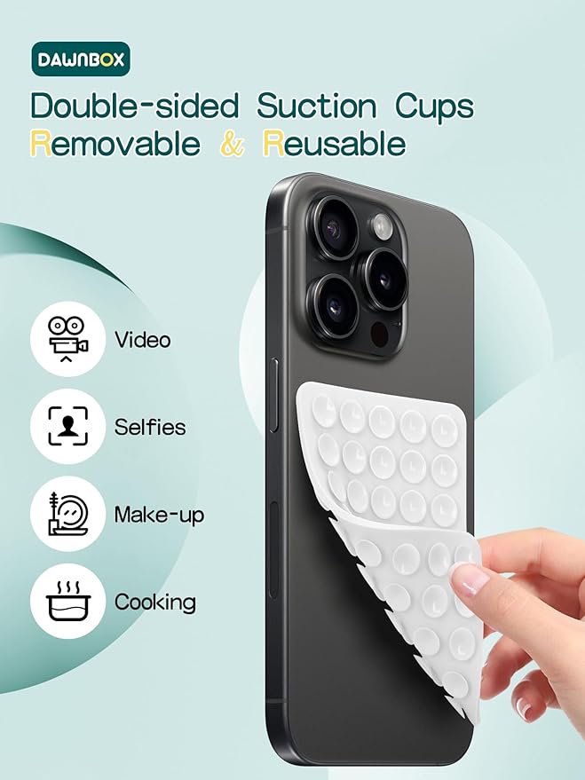 Silicone Suction Phone Case Replacement for Octobuddy, Non Slip Suction Cup PhoneMount Holder for Selfies and Videos,Silicon Adhesive Phone Stand Sticky for iPhone and Android (2Pcs White)
