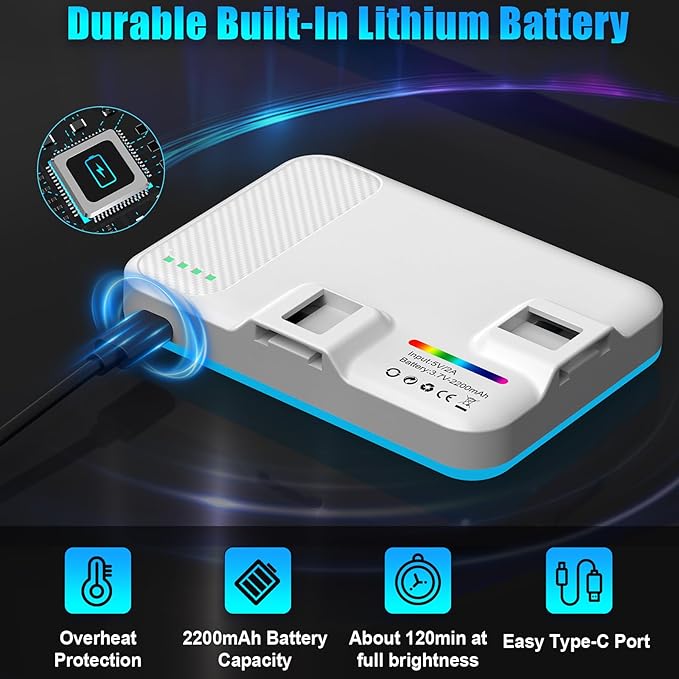 108 RGB Video Light, 2200mAh Camera Light with 3CCT/ 360° Full Color/20 Lighting Effects, 2500-6500K LED Selfie Light for iPhone-CRI 97+, Portable Phone Light for Party, Photography, Streaming (White)