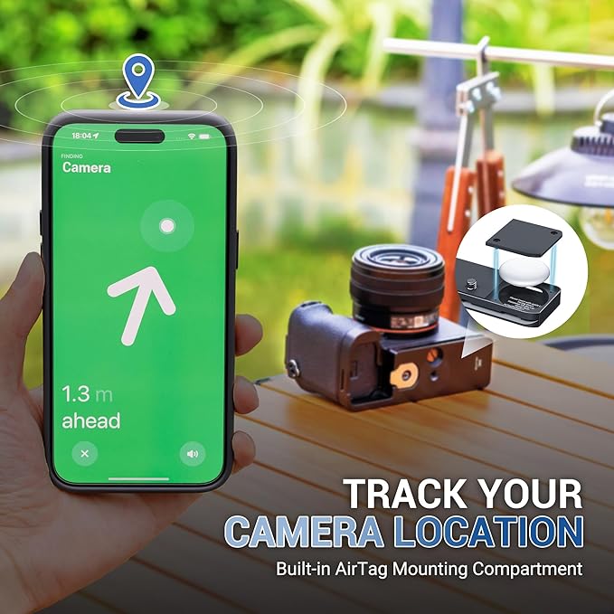 JJC GP-X2 Metal Hand Grip Extension Bracket for Sony A7CII A7C II A7CR A7C R Camera, for Airtag Holder, Anti-Slip Pad, with Arca Swiss Quick Release Plate, 1/4"-20 Tripod Hole & Hand Strap Hole