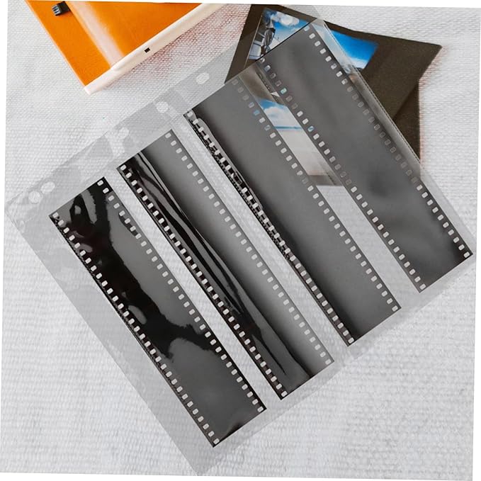 Mikikit 10pcs Negative Film Sleeves Waterproof Archival Storage Sheets for Photo Protecting Rigid Page Protectors with Binder Style for Film Collection for Document Organization
