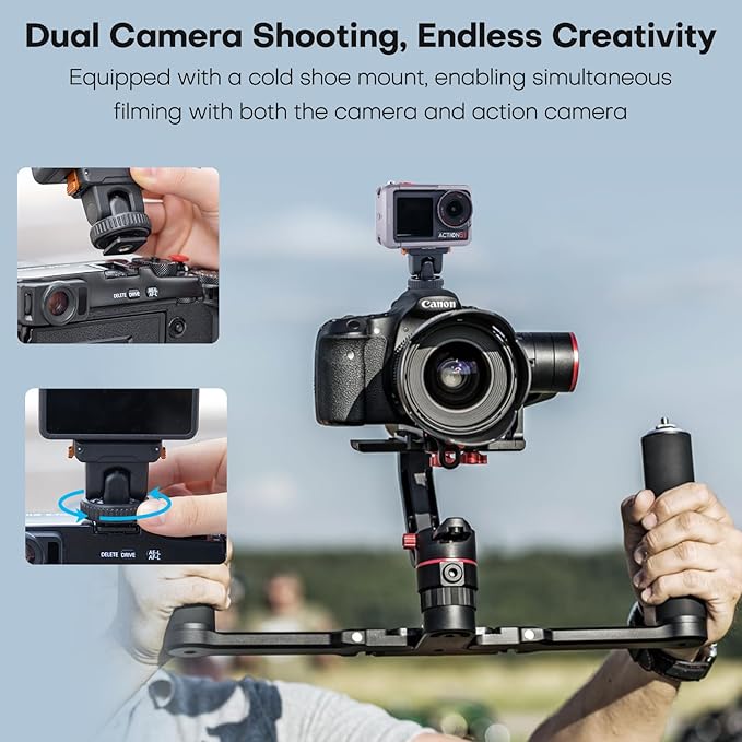 REYGEAK Cold Shoe Adapter Mount for DJI Osmo 360/Action 5 Pro/4/3,Magnetic Quick Release Mount with 1/4" Screw for DSLR,Selfie Sticks,Tripods Photography Accessories