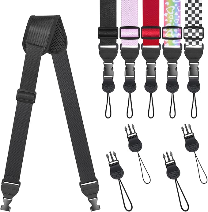 Universal Shoulder Strap, Sandwich Mesh Padded Neck Lanyard, Replacement Comfortable Bag Strap for Camera, Cellphone Tablet,iPad, Laptop, Luggage Bag, Binocular(Black)