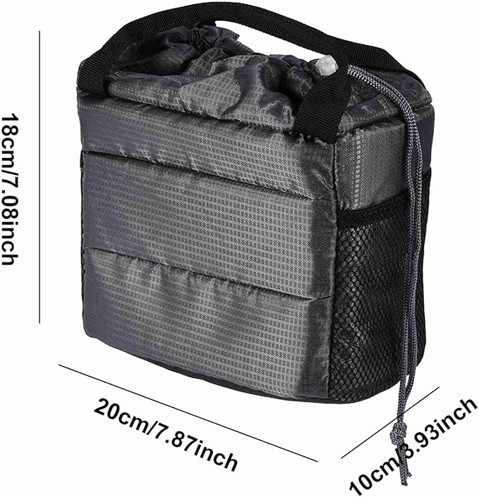 ZJchao Camera Bag, Camera Bag Insert Shockproof Padded Divider Drawstring Closure for DLSR (Grey)