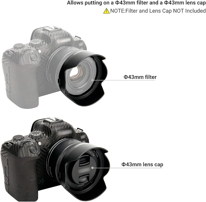 Tulip Flower Lens Hood for Canon RF 50mm f/1.8 STM on EOS R6 R5 RP R Camera, Reversible Lens Shade Replace Canon ES-65B Lens Hood, Compatible with 43mm Filters and 43mm Lens Cap