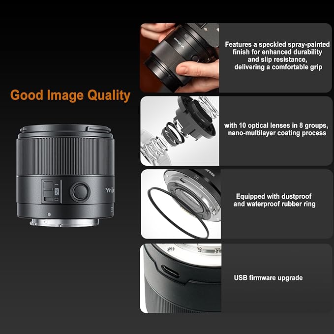 YONGNUO E Mount Lens, APS-C Frame Lenses for Sony E Mount, STM Auto Focus Prime Lens,35mm-50mm f/1.8 Lens for Sony ZV-E1, A1, A7RV, A7RIV, A7RIII, A7RII, A7R, A7IV, A7III, A7SIII, A7II (35mm F1.8)