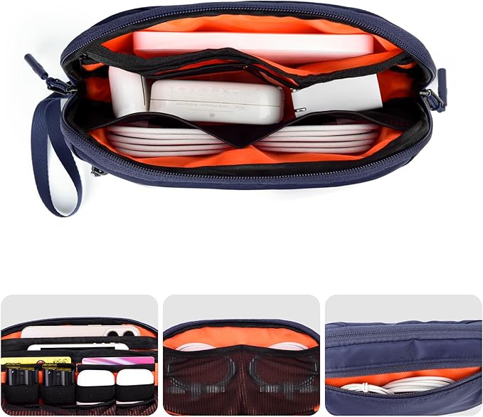 Electronic Organizer Travel Case, Cord Organizer Travel for Charger & Cable, Tech Accessories, Power Bank, Phone, Airplane Essentials (Blue)