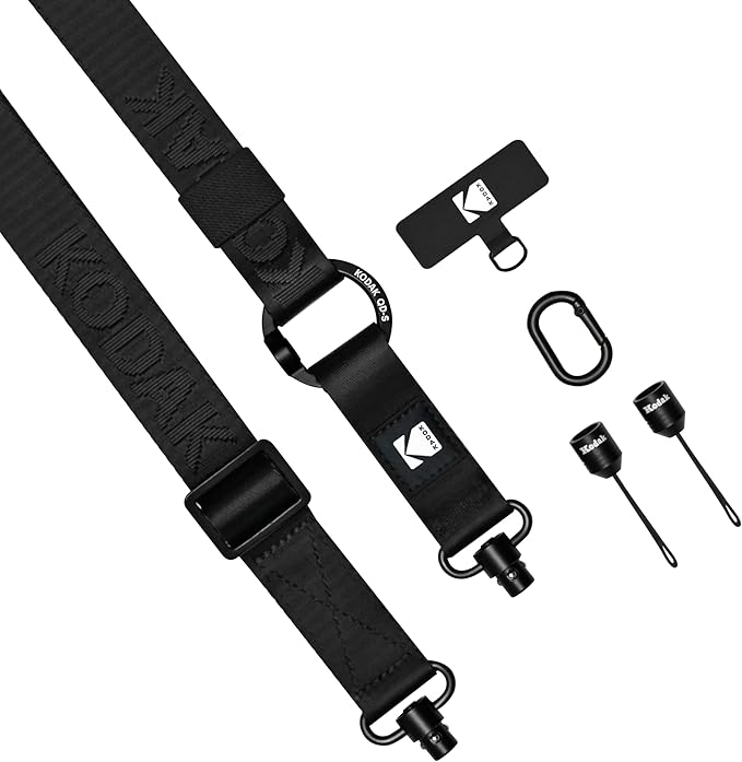 KODAK Multi-Purpose Camera Strap (Black) - Quick-Detach System, Lightweight, Durable Metal Swivels, Multiple Usages, SLR Cameras, Compact Cameras, Smart Phones