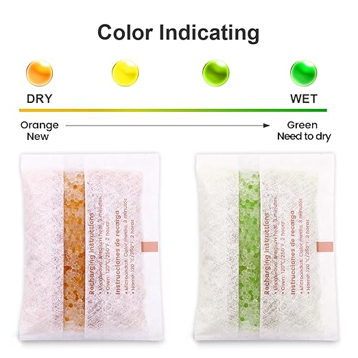 ADSorbco 50 Gram (8 Pack) Silica Gel Packets – Desiccant Packs for Storage, Reusable Moisture Absorbers with Color Change, Orange to Green, for Food, Electronics, Jewelry, Safes