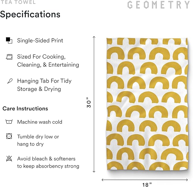 GEOMETRY Kitchen Tea Towels - Quick Dry Microfiber Dish Towels for Kitchen Sunny Hills, 18" x 30" 1 Pack