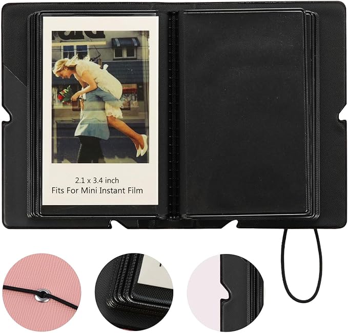 Mini Instant Film Polaroid Photo Album Book For 3 Inch Fujifilm Instax Mini 12 11 9 99 8 7+ 40 EVO Camera Film, HP Sprocket, K-pop Photocards (Peach Pink, 1 Pack)