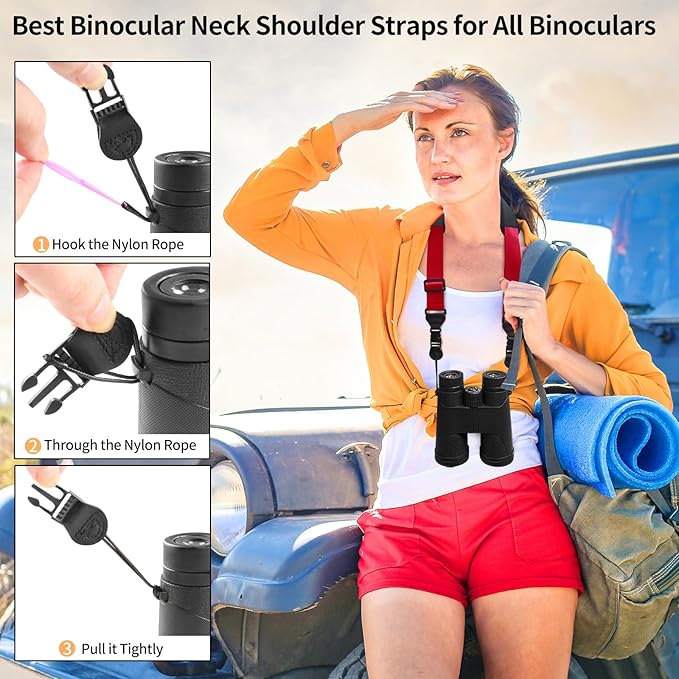 Universal Shoulder Strap, Sandwich Mesh Padded Neck Lanyard, Replacement Comfortable Bag Strap for Camera, Cellphone Tablet,iPad, Laptop, Luggage Bag, Binocular(Red)