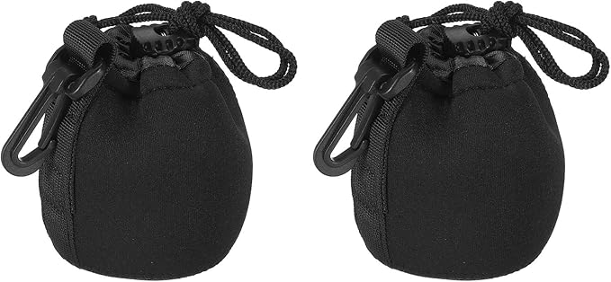 PATIKIL Camera Lens Bag, 2 Pcs 2.8" IDx3.9 H Drawstring Lens Pouch with Thick Protective Neoprene, Lens Case for DSLR Camera Lens, Water Coffee Cups Black
