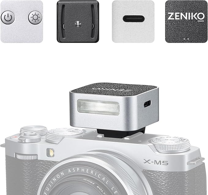 ZF04 Lightweight On-Camera Flash,Mini Flash Speedlite, CCT 6500K±200K,372 Full-Power Flash Light with Universal Hot Shoe Mount Fit for Canon, Nikon, Sony, Fuji,Leica Cameras (Silver)