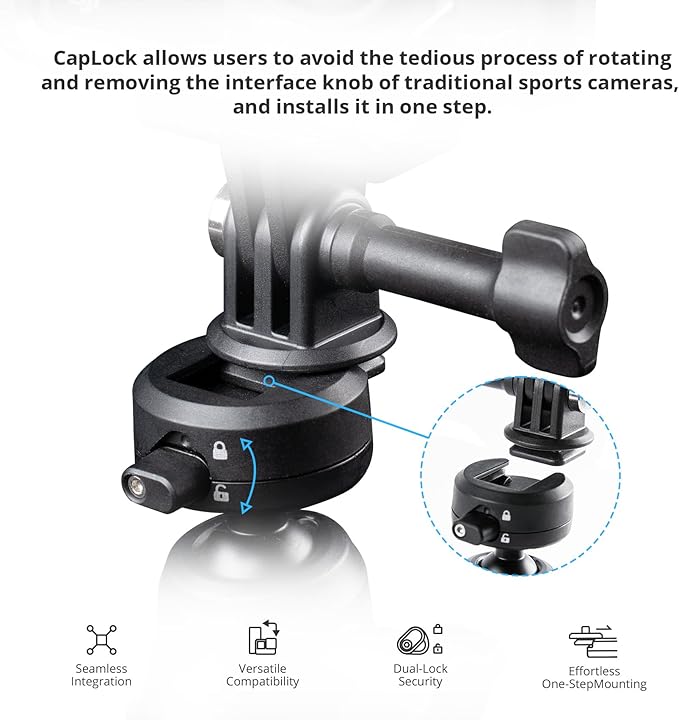 PGYTECH CapLock Action Camera Extension Pole Tripod for OSMO Action 4/3/2, OSMO Pocket 2, Gopro Hero 11/10/9/8, ONE RS/R/X3, XiaoYi, Feiyu Action Camera Quick-Release Design