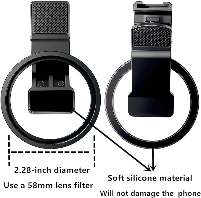 CPL Filter for iPhone 17/16/15/14/13/12/11/Pro/Max/Samsung.58mm Clip-on Polarizer Polarizing Lens for Phone. (58mm CPL)
