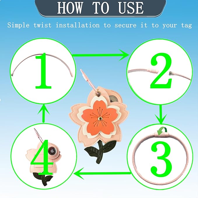 Cute Leather Luggage Tag Holder with Airtag Case Set,Hidden Compartment for AirTag Travel Suitcase Tracking Case with Stainless Steel Loop,Name ID Label(Red Cherry Blossoms)