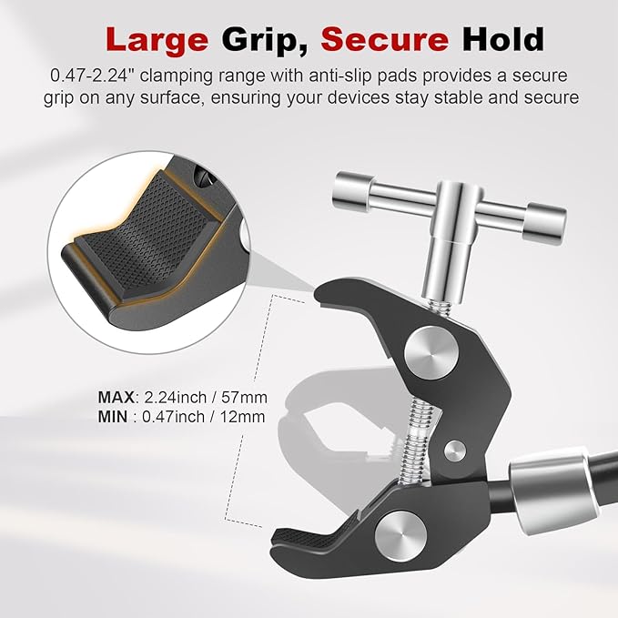 11" Articulating Magic Arm Clamp Mount, Magic Arm Camera Mount with Super Clamp, Magic Arm Crab Clamp for DSLR Action Camera Monitor Video Light, Max. Load 4.4lbs for Table & Tube (SY009)