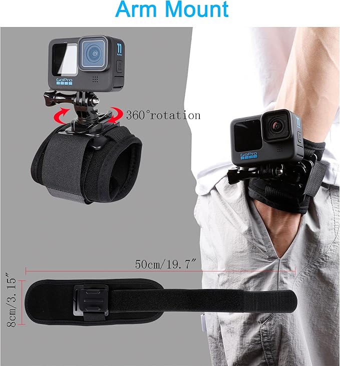 Accessories Set for GoPro Hero 13/12/11/10/9/8/7/6/5/4,New Quick Release Head Strap Mount + Chest Mount Harness + Backpack Clip Holder + 360°Rotating Wrist Strap