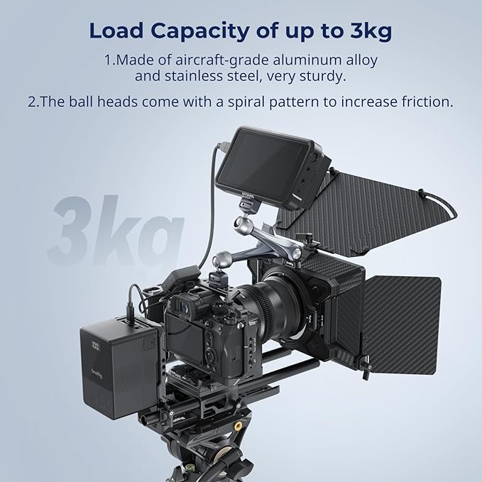 SMALLRIG 11" Rosette Magic Arm, Camera Monitor Mount, Articulating Arm with 1/4"-20 and 3/8"-16 Locating Screw for ARRI, Max Load Capacity 3kg Friction Arm, for Cameras, Monitors, LED Lights