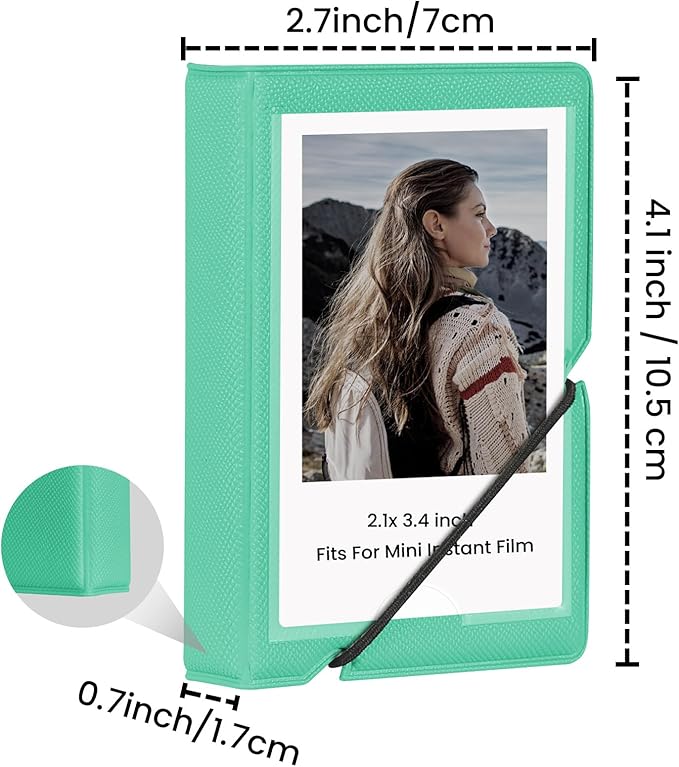 Lifting Mini Photo Album with 28 Pocket 2x3 Inch Pictures Fits for Fujifilm Instax Mini 7s 8 9 11 25 26 40 50s 90 Evo Z2300 Instant Camera, Polaroid Snap,Kpop Photocard Holder (Robin Egg Blue)