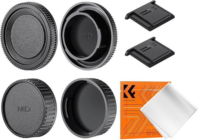 K&F Concept MD Mount Rear Lens Cap & Body Cap Cover & Hot Shoe Cover Kit for for Minolta MD Mount Camera Lense SR-2 SR-7 SR-T 101 XK XM X-1 XE-5 XE XE-1 XE-7 XD-7 XD-11 XG-M X-500 X-570 X-700