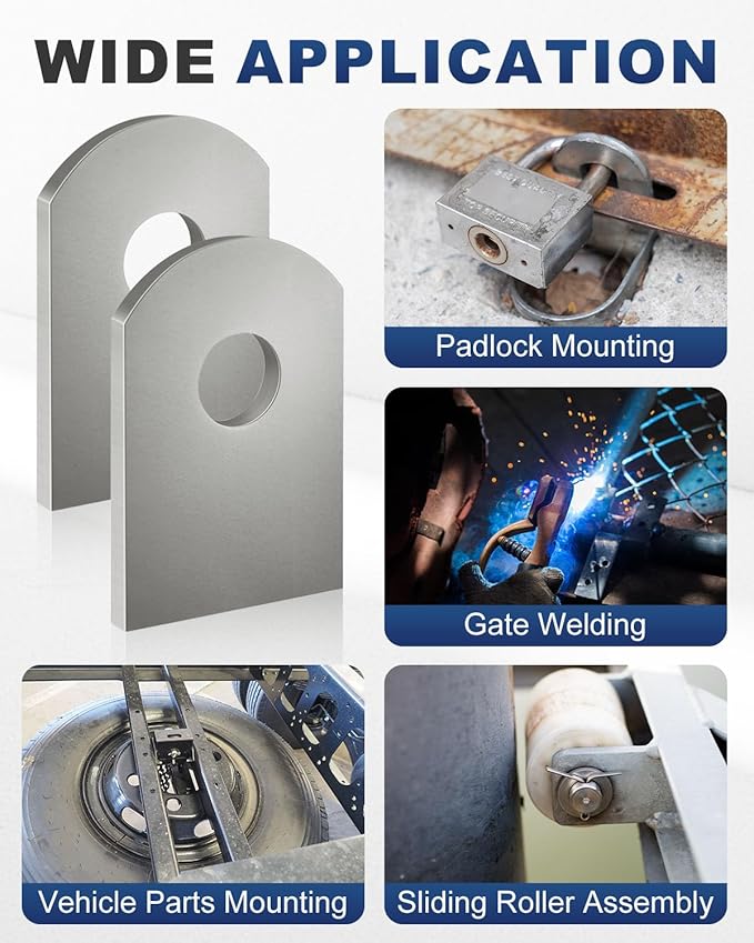 100 Pcs Weld on Tabs, Universal Shock Mount Flat Tab Bracket 1" W, 1 1/2" H, 3/8" Hole, 1/8" Thickness, Mild Steel Weld on Shock Mounts for Easy Welding