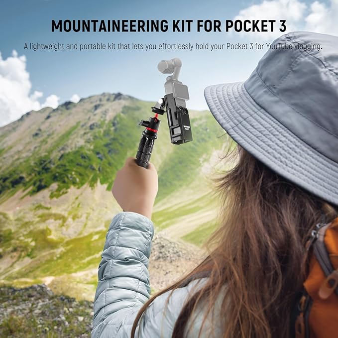 NEEWER Basics Tripod & Extension Adapter Compatible with DJI Osmo Pocket 3, 4 in 1 Mountaineering Kit, Mini Flexible Tripod/Expansion Cage Frame/Mount Adapter for Vlogging, GP-66